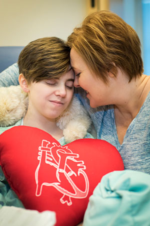 Casey and her mother at the hospital