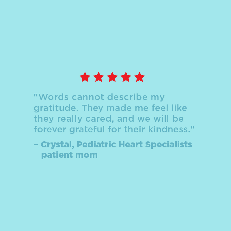 patient family leaving a review on the Heart Center
