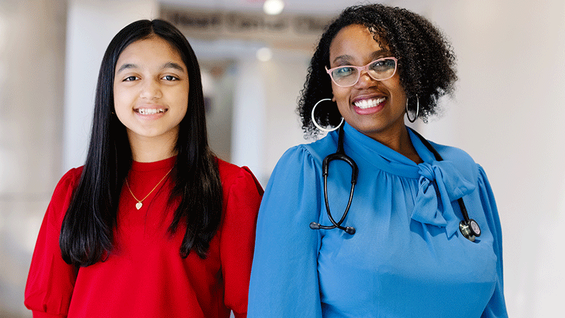 Dr. Folashade Afolabi, pediatric pulmonologist, is with patient Aaini - Children's Health